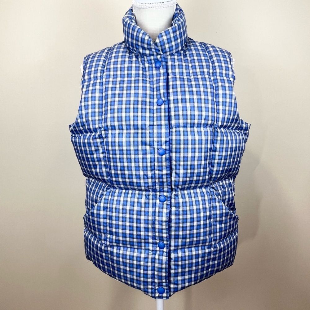 Lands’ End Plaid Puffer Down Vest Medium